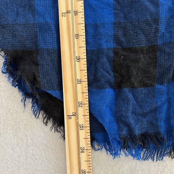 Cloth & Stone Shirt Blue Black Plaid Raw Hem Roll Tab Sleeve Button Down SizeM - Picture 7 of 9